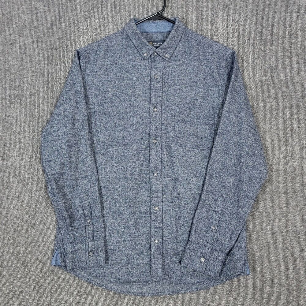 Wallin & Bros Shirt Mens L Blue Flannel Long Sleeve Button Down Casual Preppy